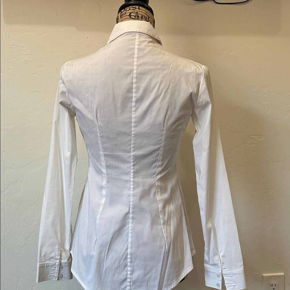 Bailey 44 Crisp White Top w/ sheer pleated panels down front - Picture 5 of 6